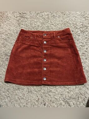 Cat & Jack Rust Orange Corduroy Button-Front Skirt